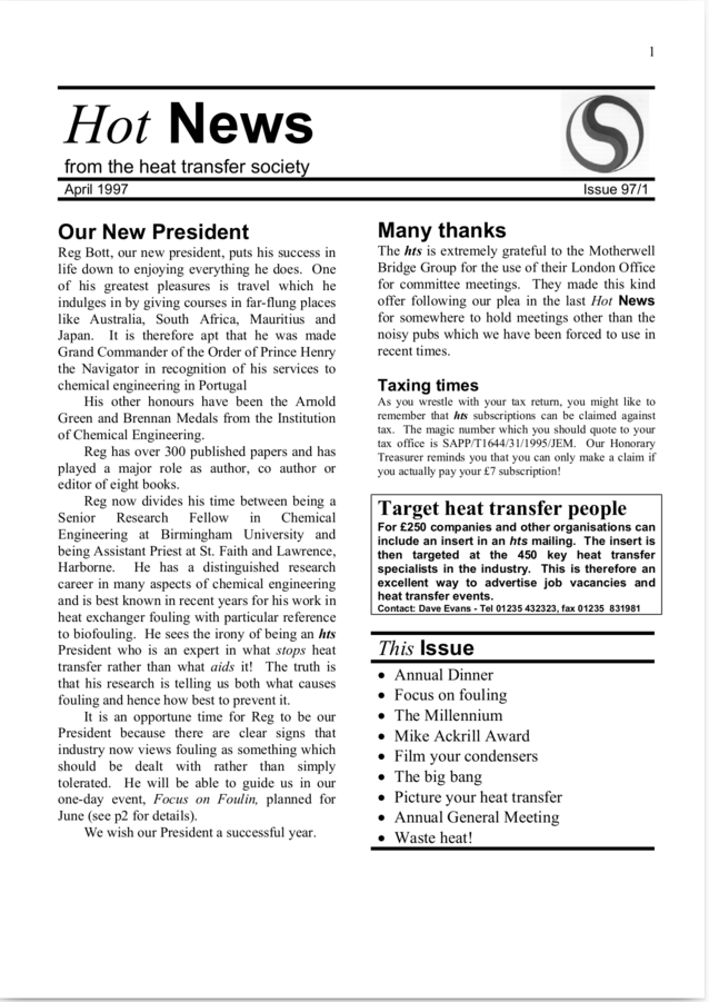 April 1997 Hot News - the hts newsletter
