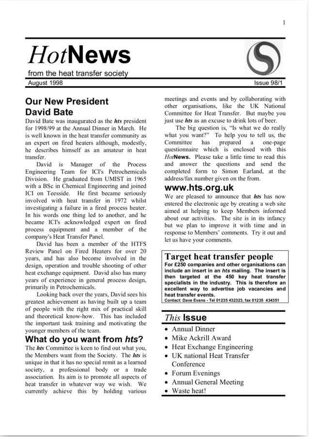 Aug 1998 Hot News - the hts newsletter