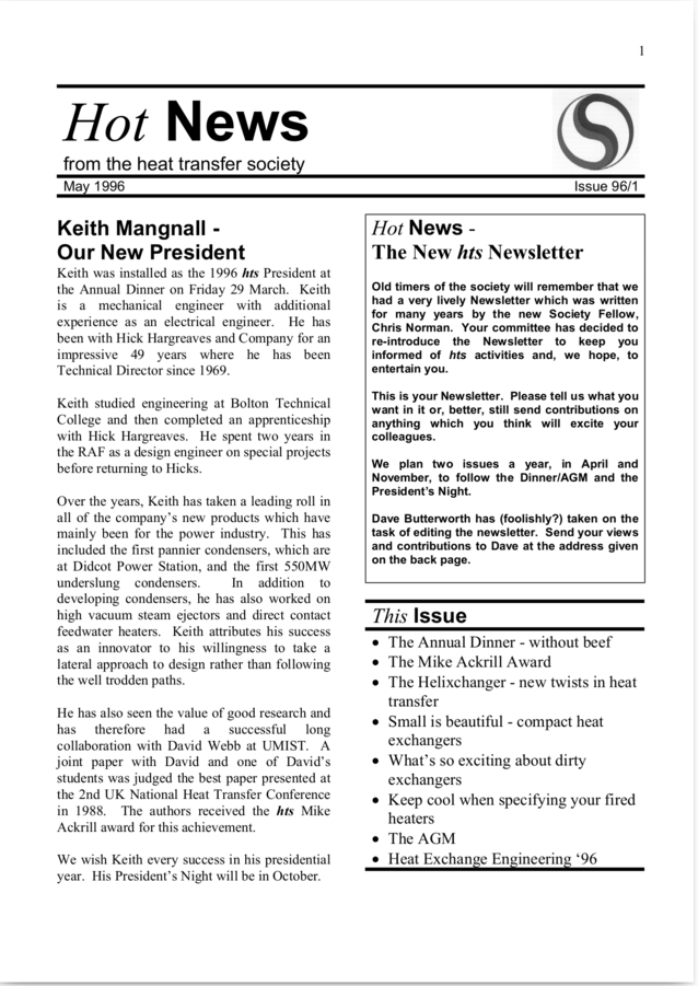 May 1996 Hot News - the hts newsletter